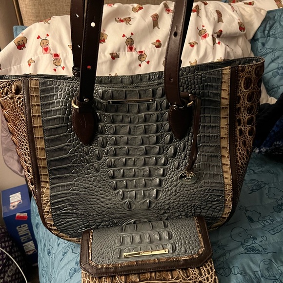Brahmin Handbags - Brahmin Crocodile-Embossed Tote - Gray and Brown